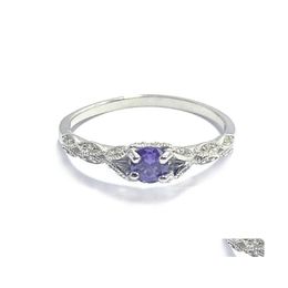 Wedding Rings S925 Sterling Sier Amethyst Stone Personality Ladies Ring European And American Simple Design Drop Delivery Jewellery Dhafn