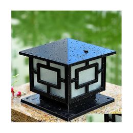 Street Lights 25X25X25Cmeuropean Decorative Column Light Fence Square Landscape Pillar Door Lamps Outdoor Garden Lighting Drop Delive Dh365