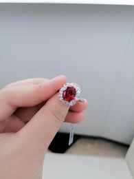 Cluster Rings Classic Lab Grown Ruby Engagement Wedding Sterling Silver 925 Jewellery Christmas Gift Ideas Wholesale Price