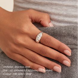 Simple Fashion Stainless Steel Rings Classic Gold Color Couple Ring For Women And Men Wedding Jewelry