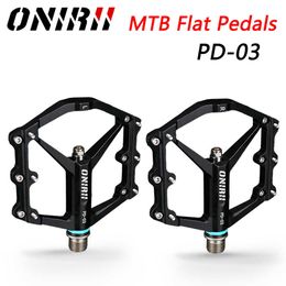 Bike Pedals ONIRII Bicycle Pedals With Anti-slip Nails Aluminum Bearing Ultralight Waterproof Pedal for MTB Flat Pedal Mountain/Road Bike 0208