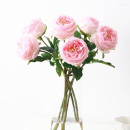 Decorative Flowers 6 Stems/Lot Austen Rose Home Decoration Latex Real Touch Wedding Artificial Pink Flower Floral Event Party Display -