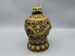 Fragrance Lamps Fashion Chinese Exquisite Copper Disc Dragon Incense Burner Crafts Statue Ornaments Iiving Room Decoration Home GiftFragranc