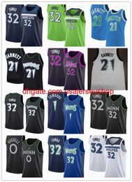 2022 costom Basketball Jerseys Anthony 1 Edwards D'Angelo 0 Russell Karl-Anthony 32 Towns 75th City Bosi Kevin 21 Garnett