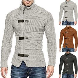Men's Sweaters Sweater Turtleneck Button Autumn Winter Long Sleeve Pullover Tops Fashion Slim Solid Streetwear SweatshirtsMen's
