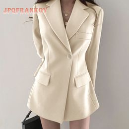 Womens Suits Blazers JPQF Suit Jacket Female Spring Summer Solid Color Korean Version Design British Style Lady Women Crop Blazer Fashion 230209
