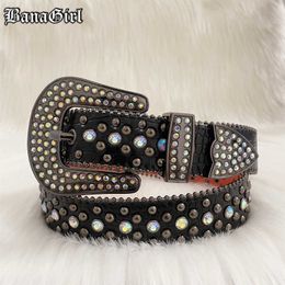 Belts Goth Dark Western Cowboy Belts for Women Luxury Designer Brand Diamond Bling Belt Y2K Goth E Girls Rhinestones Belts Men G230207