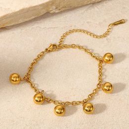 Link Chain Uworld New Trendy 18k Gold Plated Stainless Steel Bracelets Jewellery Waterproof Mulit Round Ball Bracelet for Women G230208