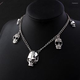 Choker Chokers Gothpunk Jewellery Skeleton Necklace For Women Silver Colour Skull Pendants Chains Wholesale Halloween Gift Jewellery VGN038Chok