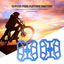 Bike Pedals 2pcs Aluminum Alloy Bicycle Clipless Pedal Platform Adapters for SPD KEO Pedals MTB Mountain Road Bike Accessories 0208