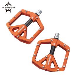 Bike Pedals IRON MARCH Bicycle Pedals Bike MTB Road BMX Pedals Flat Platform With Iron Nail Anti-skid Sealed Bearing Pedals Aluminium Alloy 0208