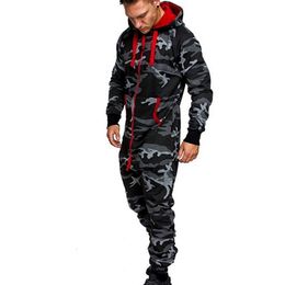 Men's Sleepwear Men Pyjamas Jumpsuit Onesie Adults Homebre Splicing Casual Hoodie Print Zipper Print Sleepwear Hooded Jumpsuits 230208