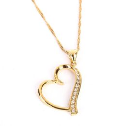 Pendant Necklaces Fashion Heart Necklace Gold Color Cubic Zircon Women Crystal Wedding JewelryPendant