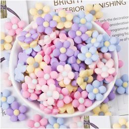 Other 30Pcs 18Mm Mix Light Colours Resin Components Fivepetal Flowers Flatback Cabochon Embellishment Accessories Diy Craft Scrapbooki Dhnqh