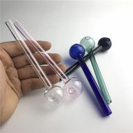 cheap glass oil burner pipe with clear pink blue green black tube 30mm big bowl thick glass oil burner