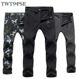 Cycling Pants TWTOPSE Winter Men Cycling Pants Warm Fleece Waterproof MTB Bike Bicycle Pants Windproof Sport Hiking Camping Skiing Trousers 230209