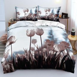 Bedding Sets 3D Green Plants Design Quilt Covers Pillowcases Flowers Duvet Cover Set Bed Linens 173x230 Size White Home Texitle