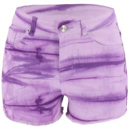 New jeans European American women's denim shorts light purple dyed mid-rise denim shorts DK013Y