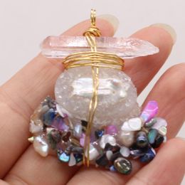 Pendant Necklaces Natural Stone Gems Irregular Crystal Buds Around Gold Thread Pearl Crafts DIY Necklace Jewellery Accessories Gift Making