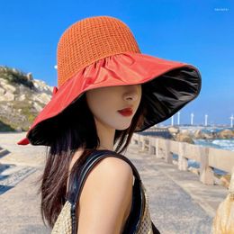 Wide Brim Hats Women Fisherman Hat Solid Colour Decorative Portable Layer Hollow Out Big UV Protection Beach Outdoor SupplyWide Wend22