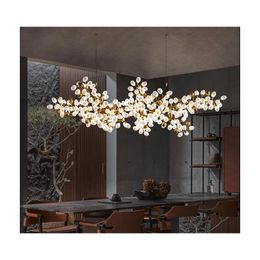 Pendant Lamps Modern Luxury Restaurant Chandelier Villa Living Room Crystal Lamp Art Decoration Long Glass Ball Drop Delivery Lights Dhhmj