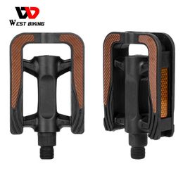 Bike Pedals WEST BIKING MTB Road Bike Pedals Mountain Ultralight Wide Flat Foot Plat Cycling Bike Bicycle Accessories Anti-slip Pedals 1Pair 0208