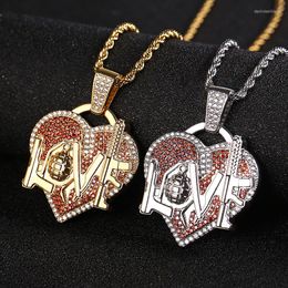 Pendant Necklaces Hip Hop Claw Setting CZ Stone Bling Iced Out Grenade Gun Love Heart Pendants For Men Women Lover Rapper Jewellery