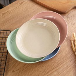 Plates 4Pcs 20/25cm Eco-Friendly Wheat Straw Dinner BPA Free Microwavable Safe Biodegradable Saucer