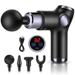 Electric High Frequency Vibration 32-speed Mini LCD Fascial Gun Massager Muscle Stimulator Body Relax Pain Relief 0209