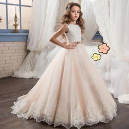 Girl Dresses 2023 Flower Dress Birthday Banquet Lace Elegant Evening Party Sweet Sequin Princess Eucharist Ball Gown