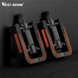 Bike Pedals WEST BIKING Mountain Bike Bicycle Pedals MTB Road Cycling Ultralight Wide Flat With Anti-slip Pad Bike Part Quality Pedals 0208