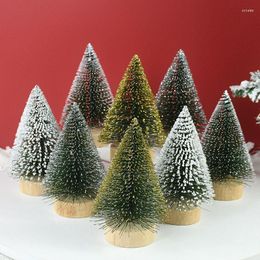 Christmas Decorations Mini Tree Gold Green Small Cedar Pine Table Top 2023 Navidad Ornaments Year Home Decor