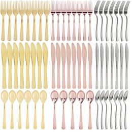 Disposable Dinnerware 10PCS/25PCS/50PCS Rose Gold Cutlery Plastic Wedding Party Tableware Set Golden Dinner Knife Fork Spoon Birthday