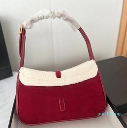 Designer handbag bag fashion Fashion Shoulder Underarm Bag 14Handbag Purse Tote Bags Leather Handle 2Letters Lamb Wool Solid Colour Wallets 3TA9