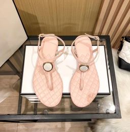 Cheap Channel Sexy Flat Sandal Women Bottom Style Beach Sandals Leather T Shaped Solid Colour Outdoor Casual Shoes Designer High