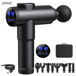 ZHYHZ High Frequency Deep Muscle Massage Relaxation Electric Shock LCD Display Fascia Gun Christmas New Year Gift 0209