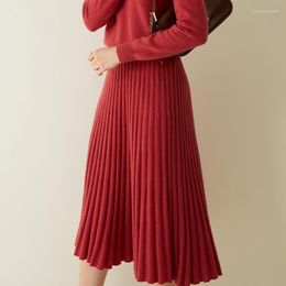Skirts High-end 2023 Autumn And Winter Cashmere Women's High Waist Pleated Skirt Fashion A Word Knit Bottomed 4 Colors