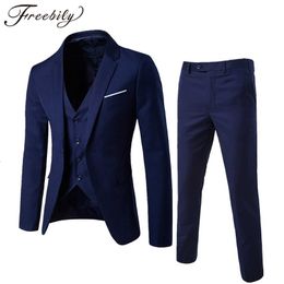 Men's Suits Blazers Men Gentleman Suit 3Pcs Sets Long Sleeve One-Button Blazer and Vest Pants Business Wear Formal Uniform for Office Wedding Party 230208