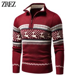 Men's Sweaters Men Autumn Casual Jacquard Half Zip Polo Sweater Cardigan Jacket Men Winter Long Sleeve Mock Neck Sweater Pullover Men 230208