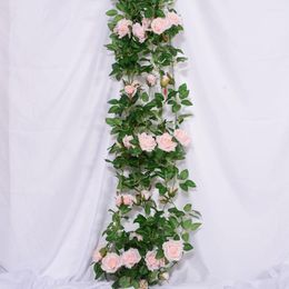 Decorative Flowers 2M Rose Artificial Vine Christmas Garland Hanging For Wedding Home Arch Decoration Rattan Fake Plants Leaves Flower