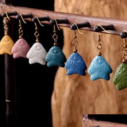 Dangle Chandelier Original Volcanic Stone Earrings For Women Japan And South Korea Fashion Accessories Handmade Lava Jewellery Dhdym