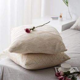 Pillow 2pcs/lot Cotton Knitted Cover Home Decor Beige Solid Nordic Style Decorative Pillows For Sofa Bed Car Cases