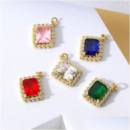 Charms Juya Crystal Dangle Earrings Supplies For Jewellery Copper 18K Gold Plated Zircon Diy Accessories Handmade Drop Delivery Dhcoy