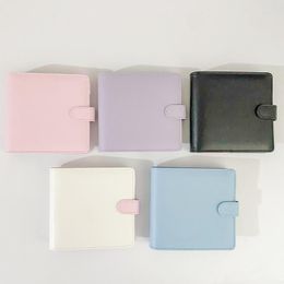 Square Macaron Pink PU Leather DIY Binder Notebook Cover Diary Agenda Planner Paper School Stationery