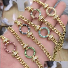 Charms Juya 18K Real Gold Plated Colorf Zirconia Decoration Round Lips Love Heart Connector For Diy Mesh Chains Jewellery Maki Dcb