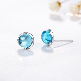 Stud Earrings Sweet Shining Moonstone Ball Stone Mermaid For Women Silver Plated Sea Blue Crystal Key Fish Tail Earring JewelryStud