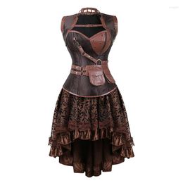 Bustiers & Corsets Sexy Women's Gothic Victorian Steampunk Corset Dress Vintage Overbust And With Skirt Party Halloween Costume