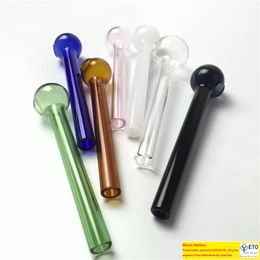 glass oil burner bubbler for smoking 10cm colorful pyrex oil burner pipe with 7 colors mini cheap hand pipes