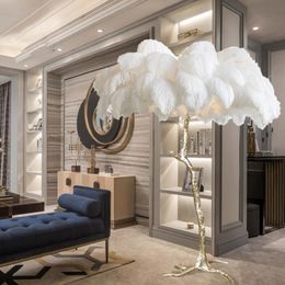 Floor Lamps Modern Ostrich Feather LED Lustre Living Room Bedroom Indoor Lighting Lights Home Decor Standing Lamp