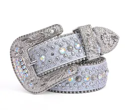 Classic Belt Simon Belts for Men Women Shiny diamond belt Black on Black Blue white multicolour with bling rhinestones as gift